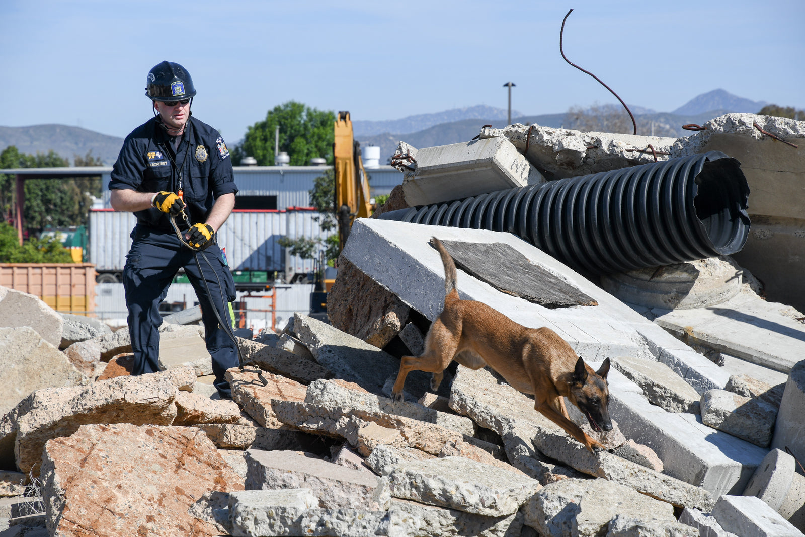 National Search Dog Foundation K9 Luka searching for Humans in Building Debris